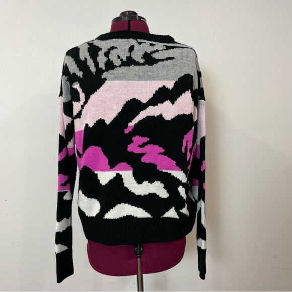 John + Jenn Christopher Camo Sweater Black Purple Relaxed Fit S/M - Picture 3 of 9